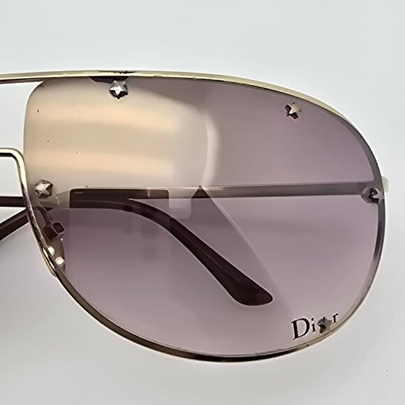 Christian Dior Diorwindshield1 Gold Frame Silver Mirror Aviator Y2K Sunglasses - Picture 12 of 15